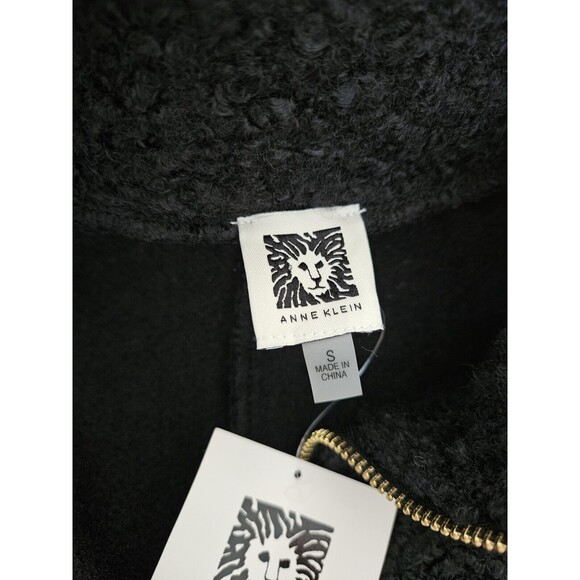 Anne Klein Black Fuzzy Zippered Sweater Jacket Sz S NWT cottage classic - Picture 6 of 11